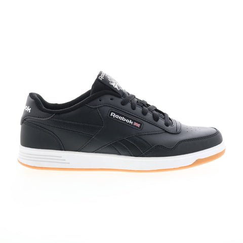 Reebok Club Memt Mens Black Leather Lace Up Lifestyle Sneakers Shoes