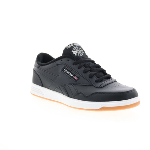 Reebok Club Memt Mens Black Leather Lace Up Lifestyle Sneakers Shoes