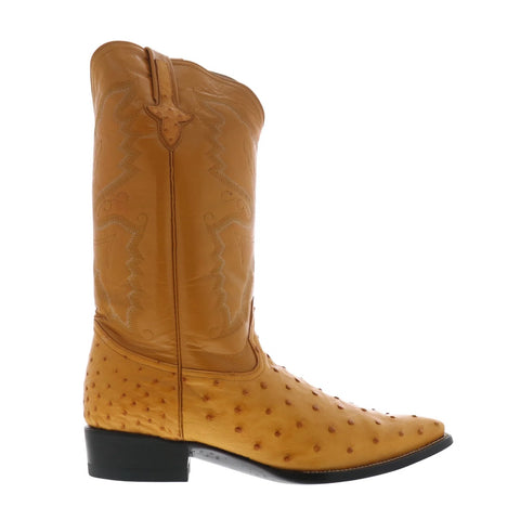 Ferrini Full Quill Ostrich X-Toe Mens Brown Wide Cowboy Western Boots