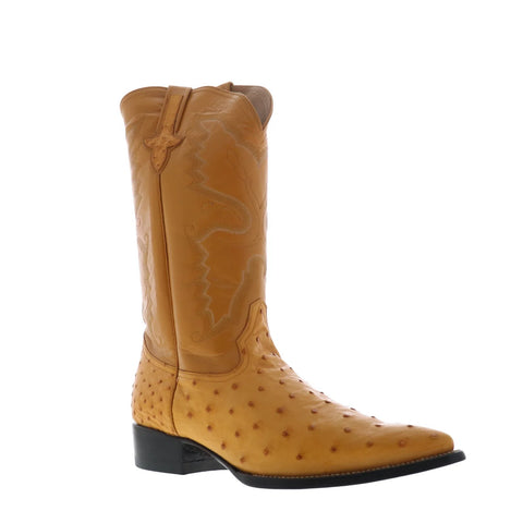 Ferrini Full Quill Ostrich X-Toe Mens Brown Wide Cowboy Western Boots