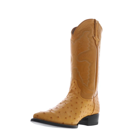 Ferrini Full Quill Ostrich X-Toe Mens Brown Wide Cowboy Western Boots