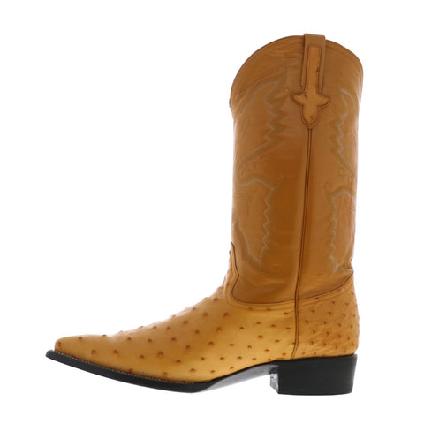 Ferrini Full Quill Ostrich X-Toe Mens Brown Wide Cowboy Western Boots