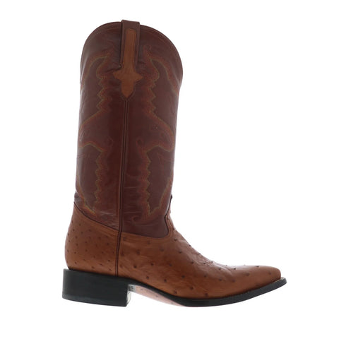 Ferrini Full Quill Ostrich X-Toe Mens Brown Wide Cowboy Western Boots
