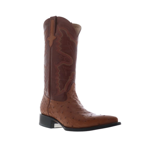 Ferrini Full Quill Ostrich X-Toe Mens Brown Wide Cowboy Western Boots