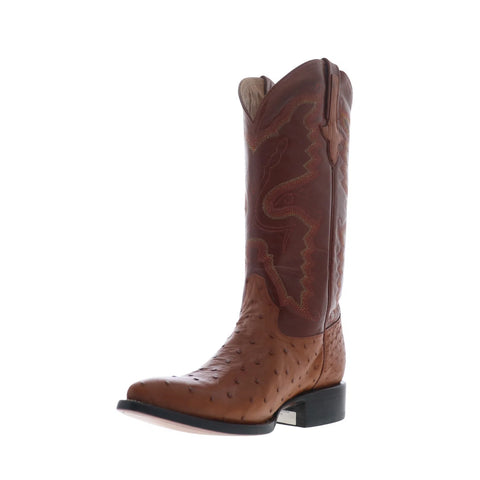 Ferrini Full Quill Ostrich X-Toe Mens Brown Wide Cowboy Western Boots