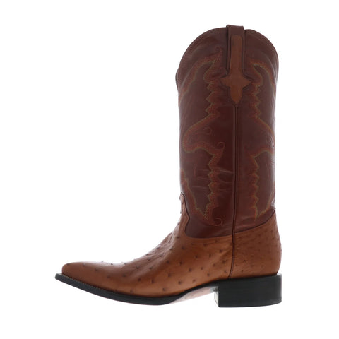 Ferrini Full Quill Ostrich X-Toe Mens Brown Wide Cowboy Western Boots