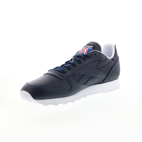Reebok Classic Leather FW7797 Mens Blue Leather Lifestyle Sneakers Shoes