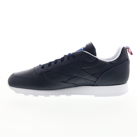 Reebok Classic Leather FW7797 Mens Blue Leather Lifestyle Sneakers Shoes