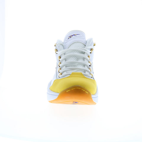 Reebok Question Mid Mens White Leather Lace Up Athletic Basketball Shoes
