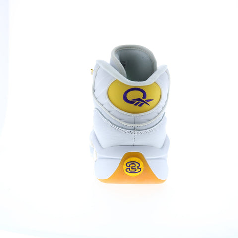 Reebok Question Mid Mens White Leather Lace Up Athletic Basketball Shoes