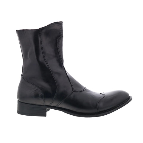 Giano Canguro G042 Mens Black Leather Zipper Casual Dress Boots