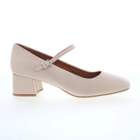 Miz Mooz Gabbie Womens Beige Leather Hook & Loop Pumps Heels Shoes