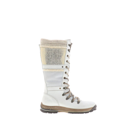 Bos. & Co. Gabriella Womens White Leather Lace Up Casual Dress Boots