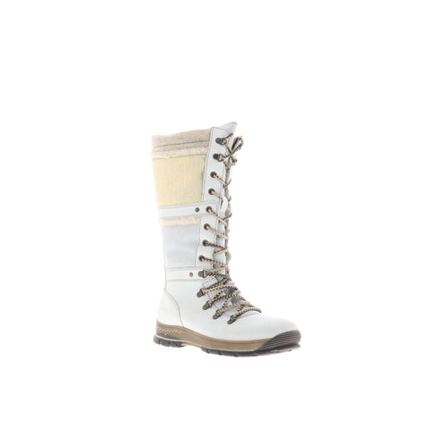 Bos. & Co. Gabriella Womens White Leather Lace Up Casual Dress Boots