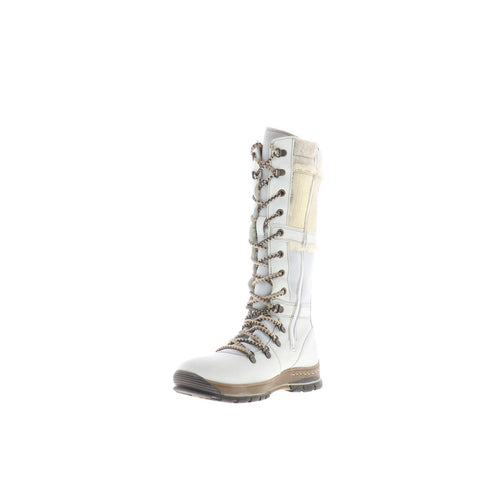 Bos. & Co. Gabriella Womens White Leather Lace Up Casual Dress Boots