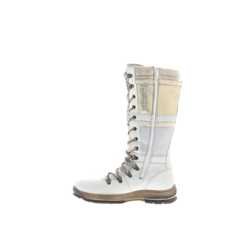 Bos. & Co. Gabriella Womens White Leather Lace Up Casual Dress Boots