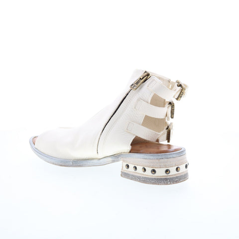 A.S. 98 Gage Womens White Leather Zipper Heeled Sandals Shoes