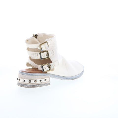 A.S. 98 Gage Womens White Leather Zipper Heeled Sandals Shoes