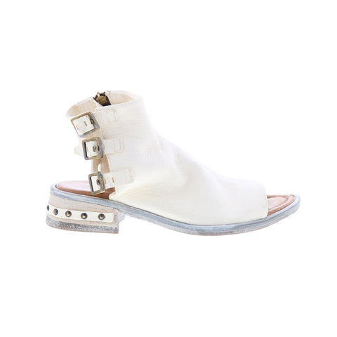 A.S. 98 Gage Womens White Leather Zipper Heeled Sandals Shoes