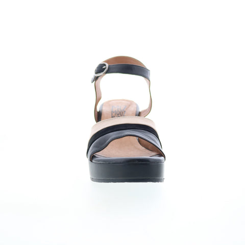 Miz Mooz Gala Womens Black Leather Hook & Loop Heeled Sandals Shoes