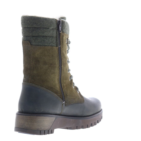 Bos. & Co. Gala Prima Womens Green Suede Lace Up Casual Dress Boots