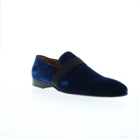 Pastori by Di Bianco Galba Velvet Cerulean Mens Blue Loafers Casual Shoes