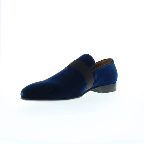 Pastori by Di Bianco Galba Velvet Cerulean Mens Blue Loafers Casual Shoes