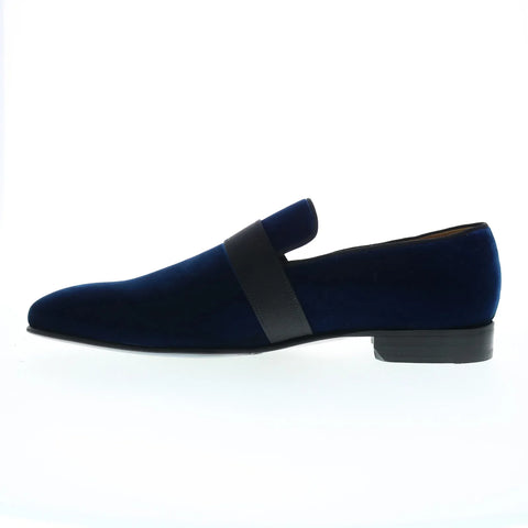 Pastori by Di Bianco Galba Velvet Cerulean Mens Blue Loafers Casual Shoes