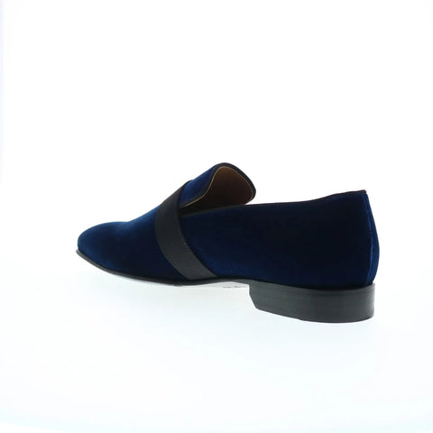 Pastori by Di Bianco Galba Velvet Cerulean Mens Blue Loafers Casual Shoes