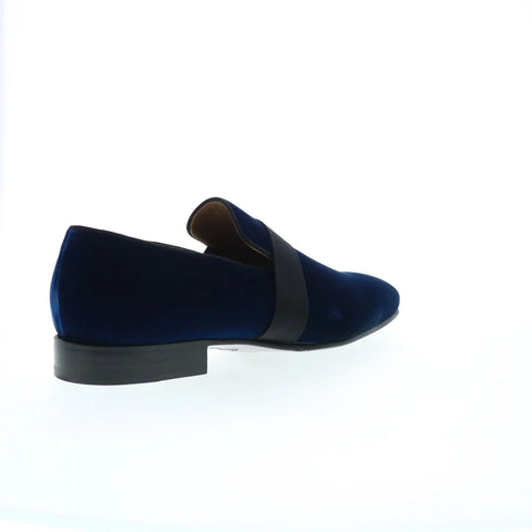 Pastori by Di Bianco Galba Velvet Cerulean Mens Blue Loafers Casual Shoes