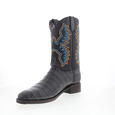 Dingo Gator DI-128 Mens Black Leather Slip On Cowboy Western Boots