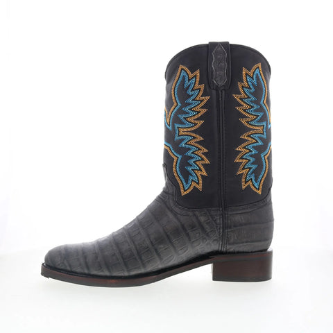 Dingo Gator DI-128 Mens Black Leather Slip On Cowboy Western Boots