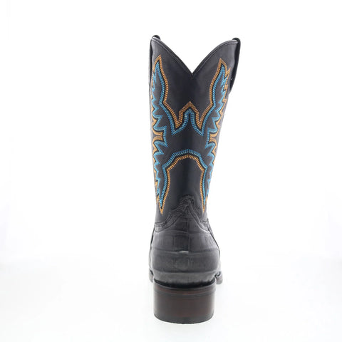 Dingo Gator DI-128 Mens Black Leather Slip On Cowboy Western Boots