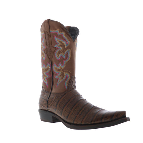 Dingo Gator Print Leather DI-128 Mens Brown Extra Wide Cowboy Western Boots