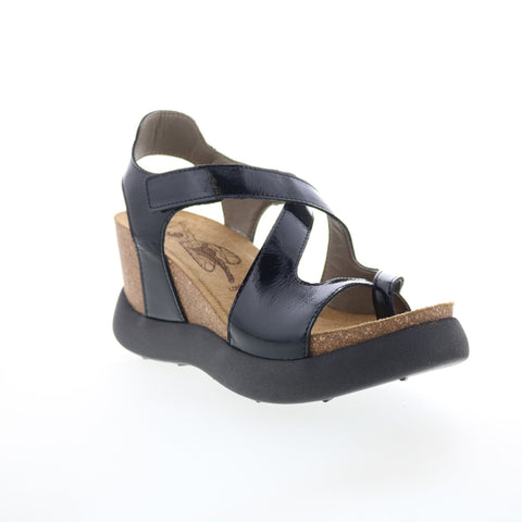 Fly London Gavi GAVI048FLY-001 Womens Black Leather Wedges Sandals Shoes