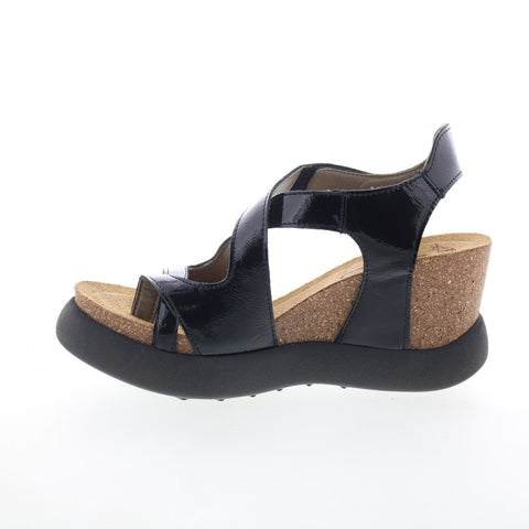 Fly London Gavi GAVI048FLY-001 Womens Black Leather Wedges Sandals Shoes