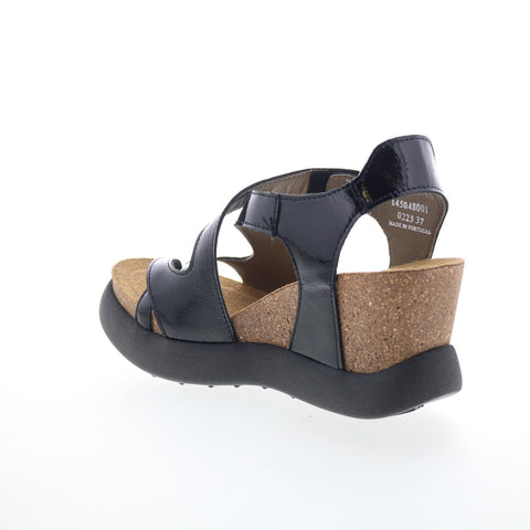 Fly London Gavi GAVI048FLY-001 Womens Black Leather Wedges Sandals Shoes
