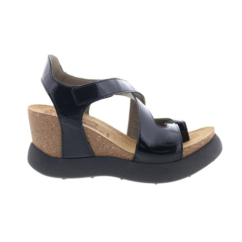 Fly London Gavi GAVI048FLY-001 Womens Black Leather Wedges Sandals Shoes