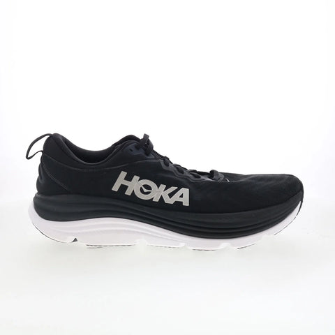Hoka Gaviota 5 1127929-BWHT Mens Black Canvas Lace Up Athletic Running Shoes