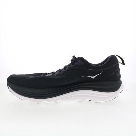 Hoka Gaviota 5 1127929-BWHT Mens Black Canvas Lace Up Athletic Running Shoes