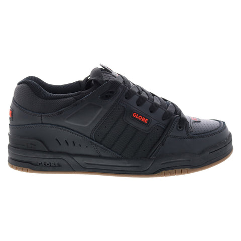 Globe Fusion GBFUS Mens Black Leather Lace Up Skate Inspired Sneakers Shoes