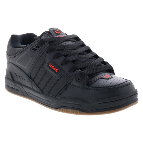 Globe Fusion GBFUS Mens Black Leather Lace Up Skate Inspired Sneakers Shoes