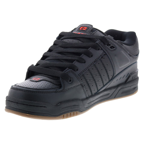 Globe Fusion GBFUS Mens Black Leather Lace Up Skate Inspired Sneakers Shoes