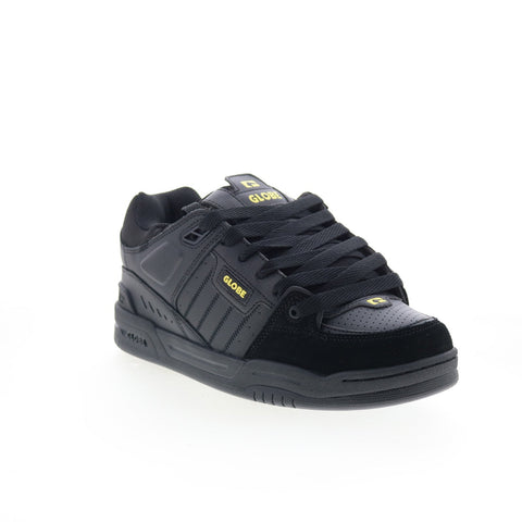 Globe Fusion GBFUS Mens Black Leather Skate Inspired Sneakers Shoes