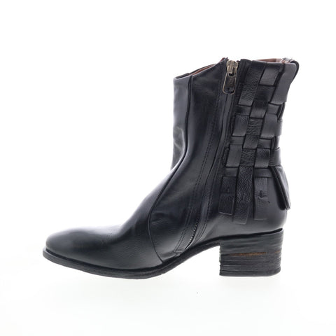 A.S. 98 Gerald Womens Black Leather Zipper Ankle & Booties Boots