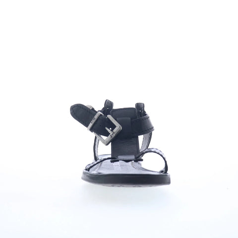 A.S. 98 Gifford Womens Black Leather Hook & Loop Strap Sandals Shoes