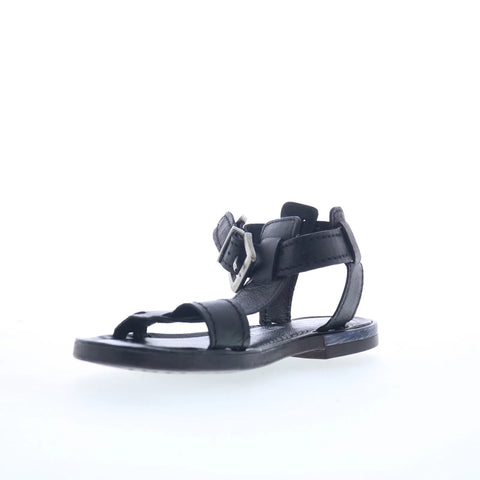 A.S. 98 Gifford Womens Black Leather Hook & Loop Strap Sandals Shoes