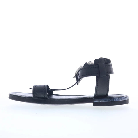 A.S. 98 Gifford Womens Black Leather Hook & Loop Strap Sandals Shoes