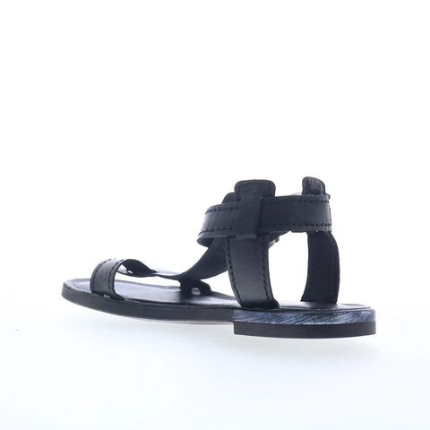 A.S. 98 Gifford Womens Black Leather Hook & Loop Strap Sandals Shoes