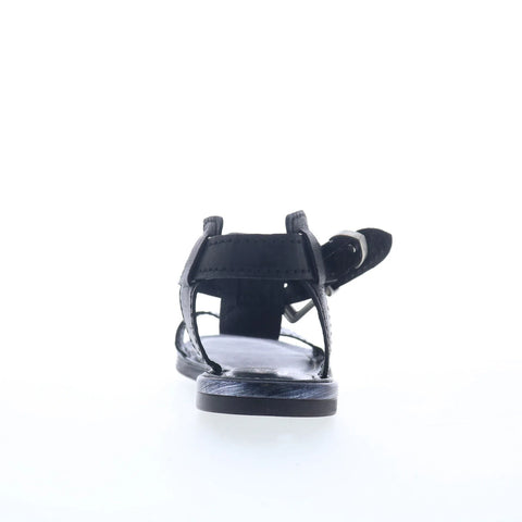 A.S. 98 Gifford Womens Black Leather Hook & Loop Strap Sandals Shoes